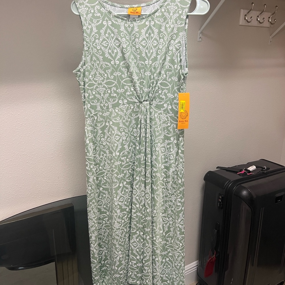 Ruby Rd Brand New w/Tags Green Patterned Sleeveless Dress